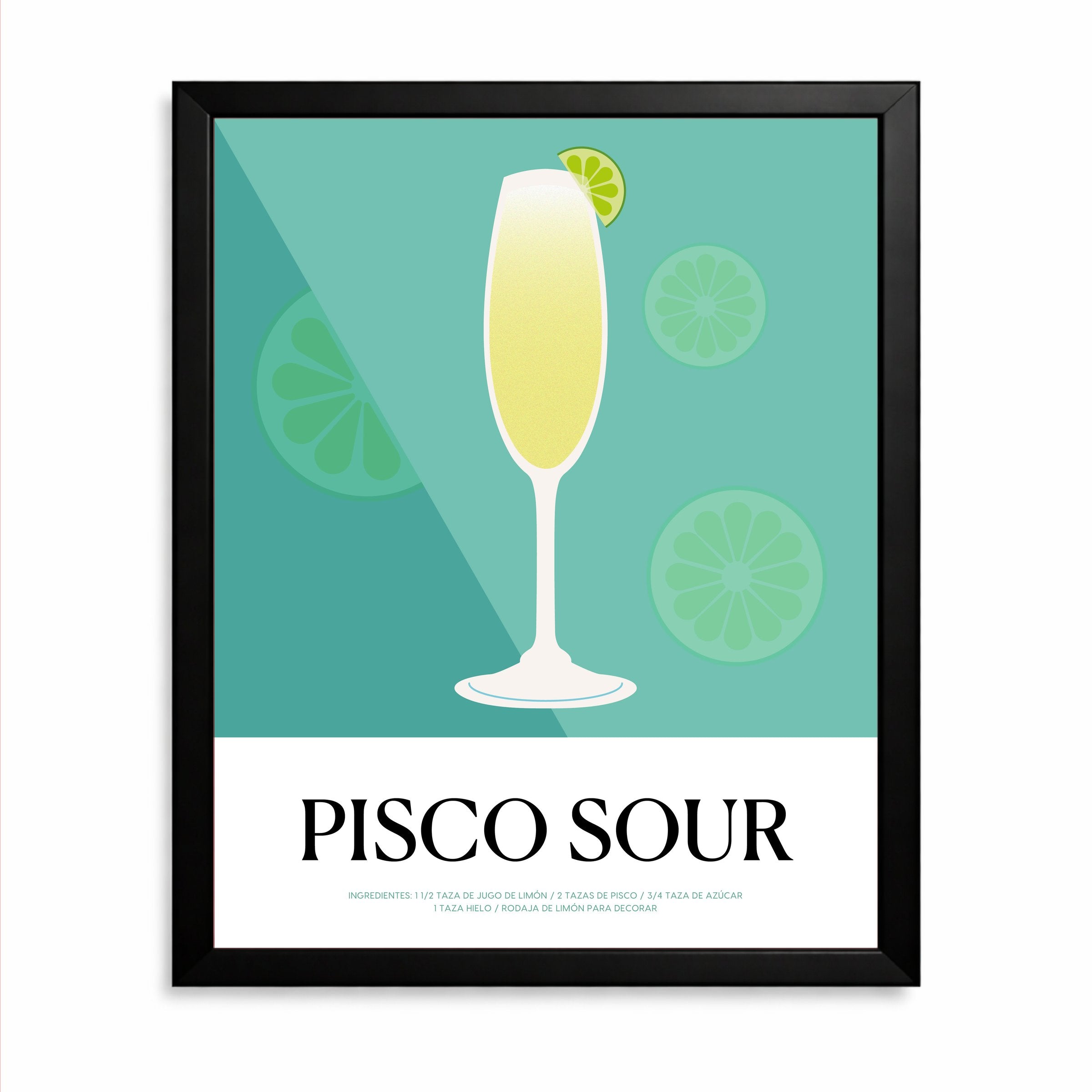 Pisco Sour Receta Line Art