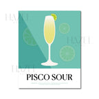Pisco Sour Receta Line Art